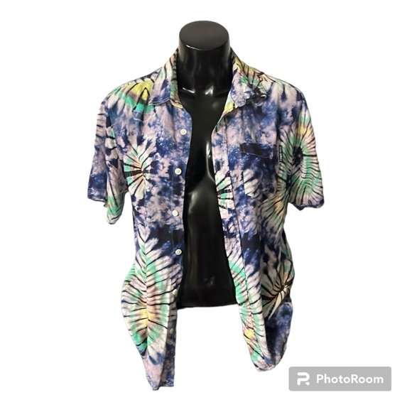 RARE | Button Down Short Sleeve Shirt | Tie Dye | Zoo York - Picture 2 of 7